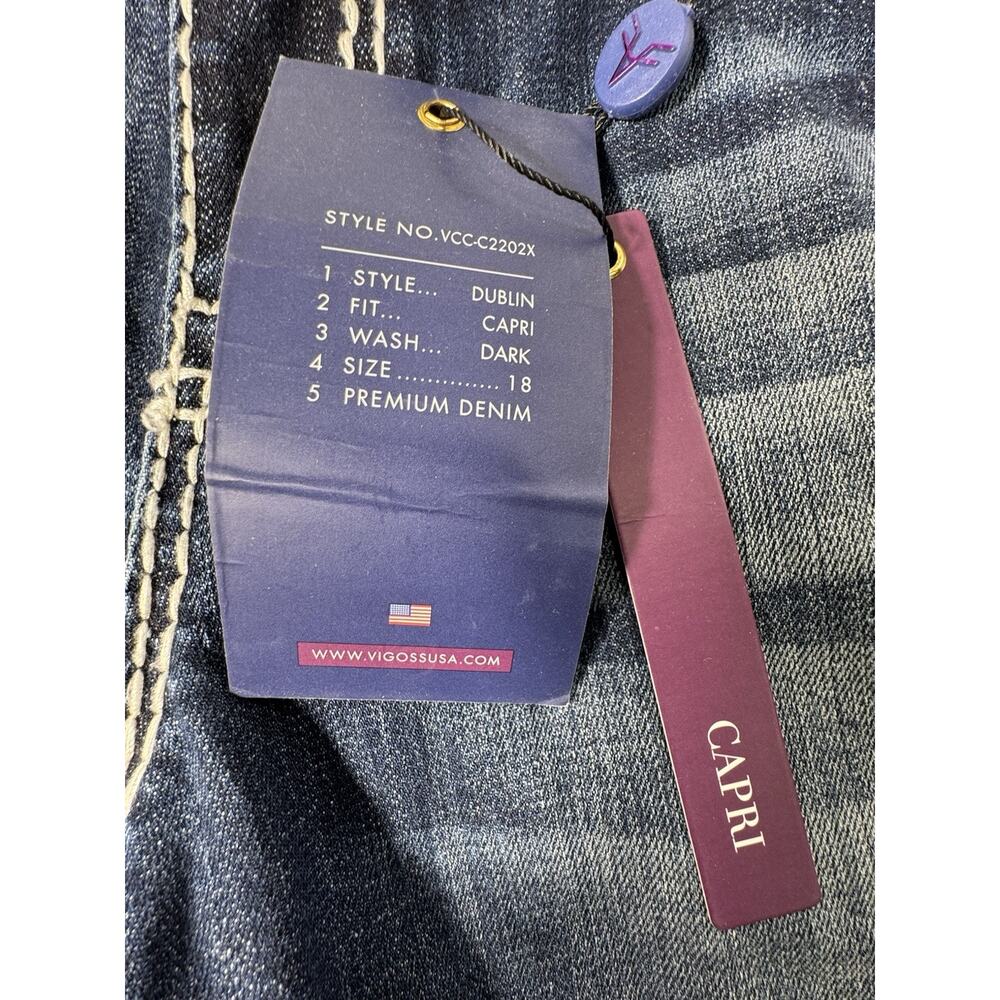 Vigoss Dublin Capri Jeans Womens Size 18 NWT Distressed Blue Denim - Picture 6 of 8